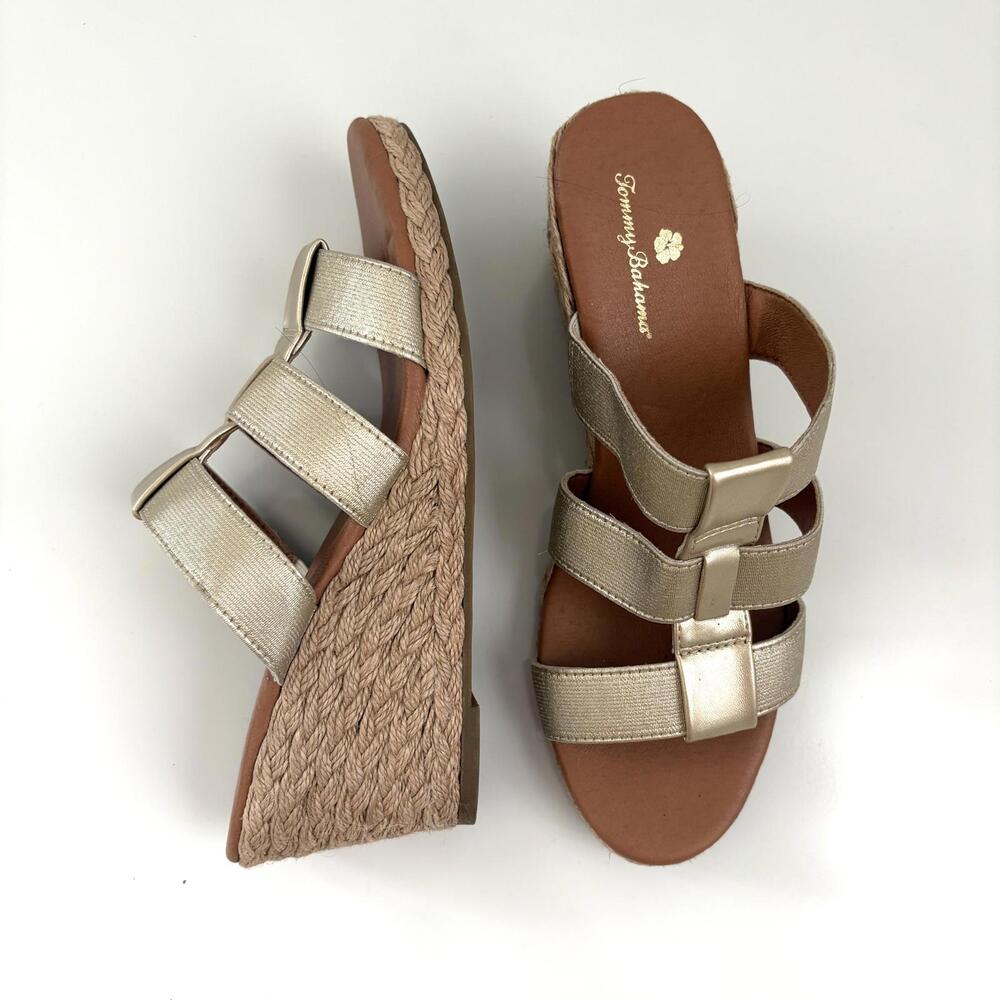 Tommy Bahama | NWOT Stephanie Gold Metallic Wedge Braided Espadrille Sandal 8.5